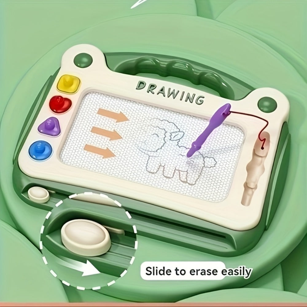 Kids Drawing Board Toy 3-in-1 with Stamps Brush Stand – Magnetic Doodle Art Set for Toddlers Boys Girls Ages 3+ Birthday East