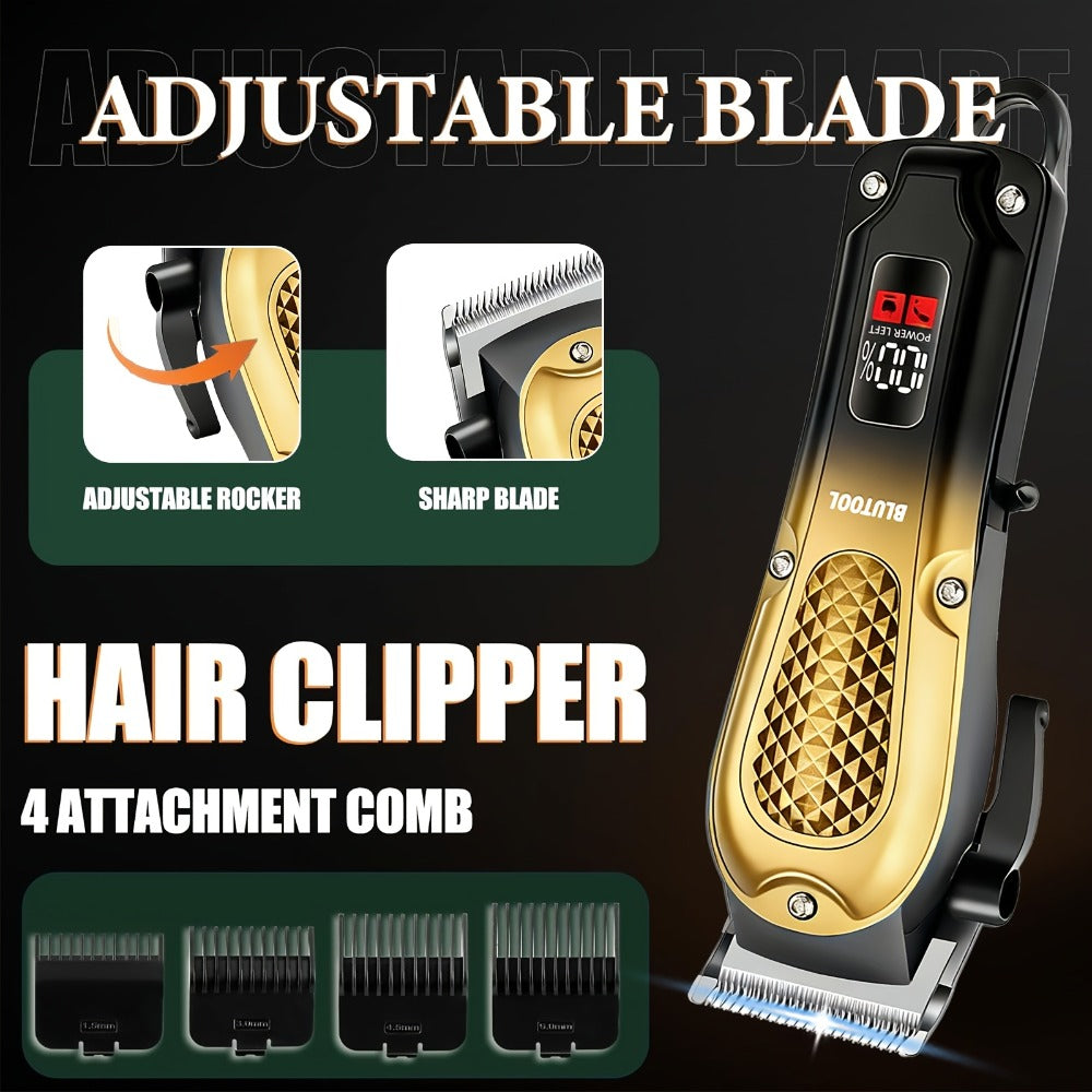 Men's Grooming Kit Hair Clipper & Electric Shaver USB Rechargeable Cordless LED Display – Precision Beard Trimmer Face Shaver