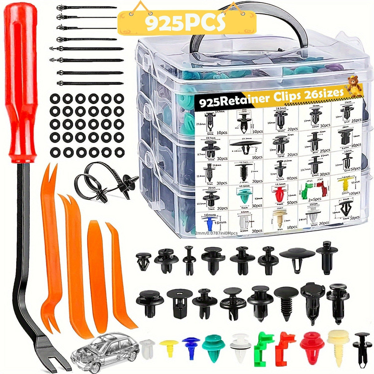 Car Retainer Clips Push Fasteners Kit Bumper Plastic Rivets Assortment for Auto Interior Exterior Trim Panel Body Clips – 113