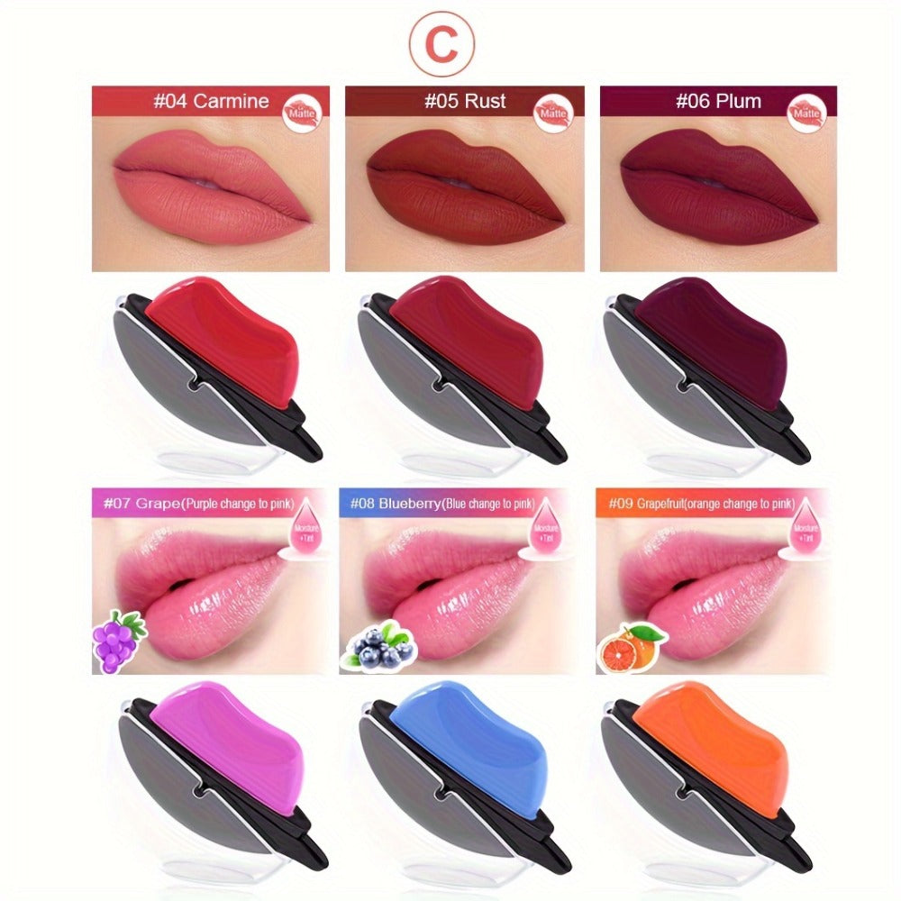 Lipstick Set, Mirsist 6-Piece Lip-Shaped Color Collection with Three Numbered Shade-Group Options — image 5