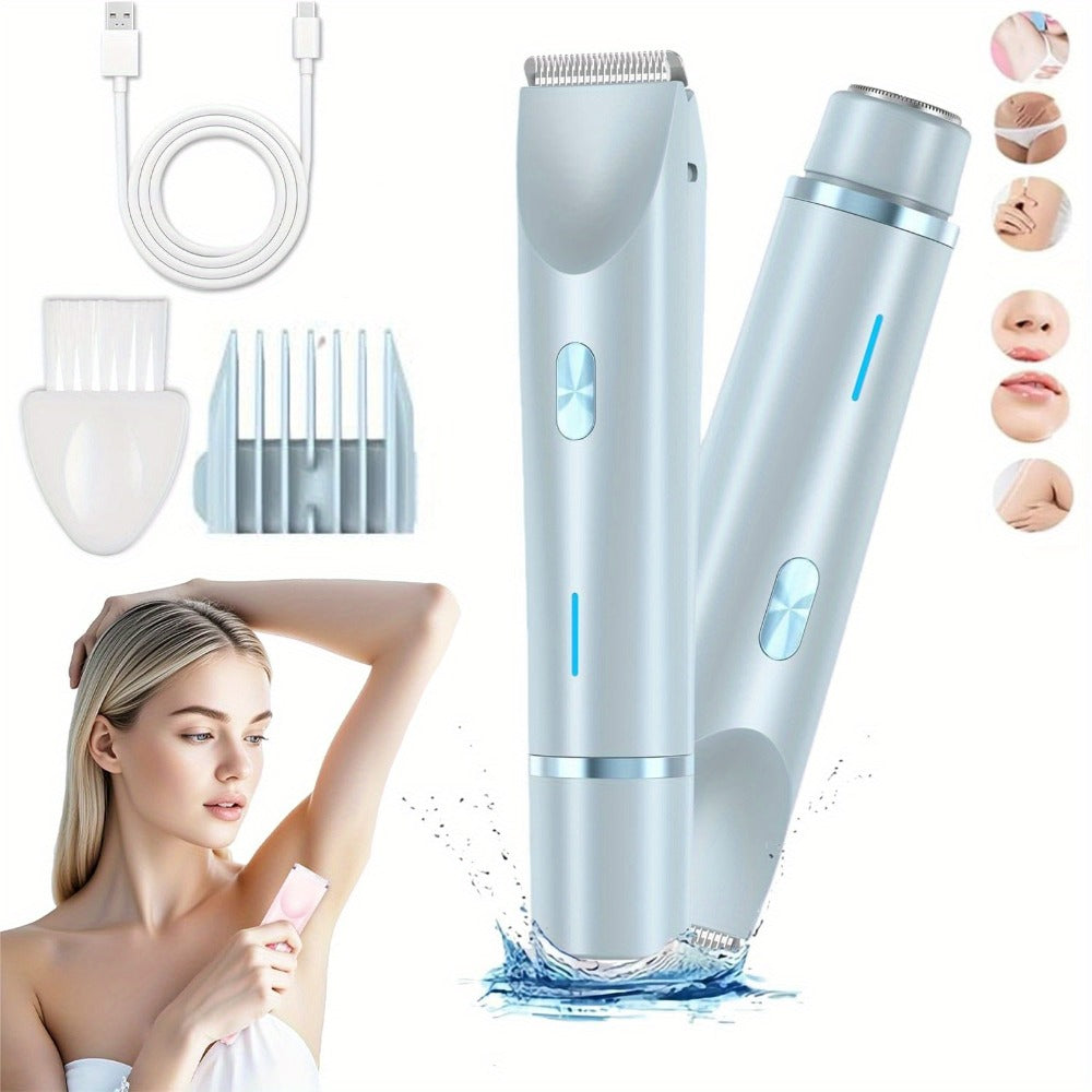 Two-Head Electric Hair Shaver with Foil and Rotary Attachments, Type-C Charging in Pink, Purple or Blue — image 6