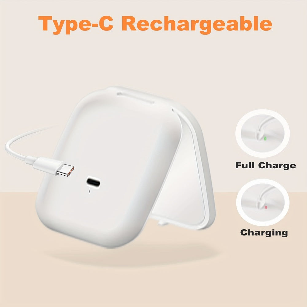 Rechargeable Pink or White LED Compact Mirror with 1X and 10X Views, Three Light Modes and Touch Dimming — image 10