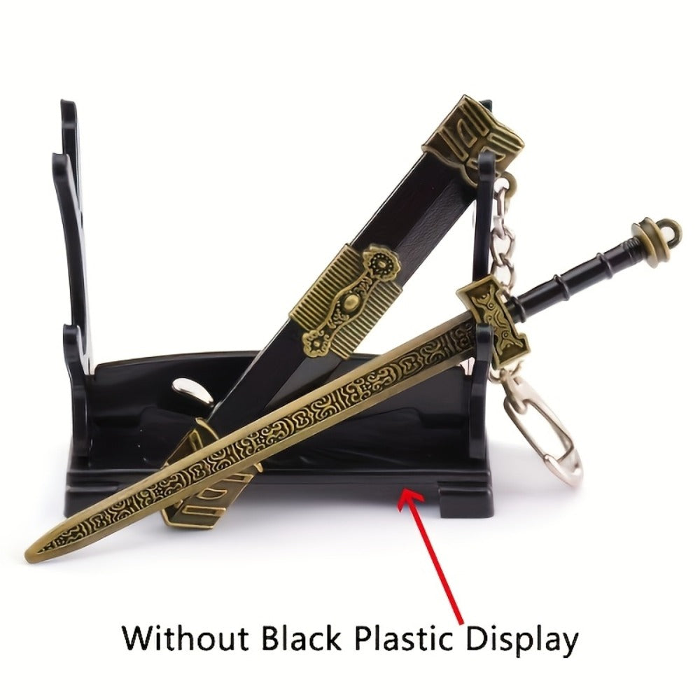 Seven-Piece Miniature Metal Sword Replica Set with Sheaths, Keychains and Ancient-Inspired Display Designs — image 6
