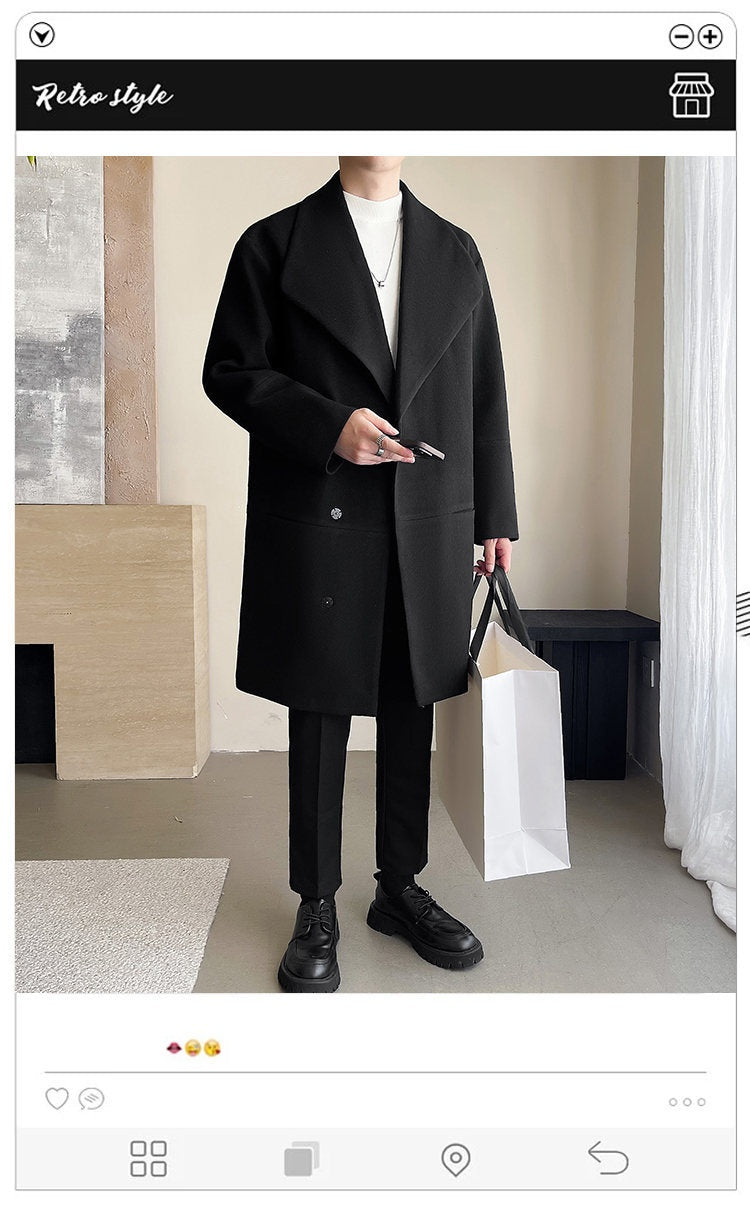 Men's Cotton-padded Mid-length Woolen Coat