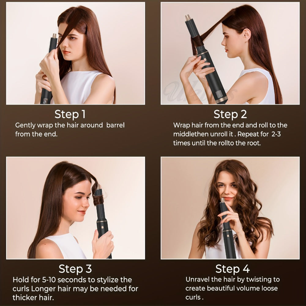 Hot Air Brush 5-in-1 Hair Dryer Brush with Round Barrel, Blow Dry, Curl, Straighten & Add Volume — image 8