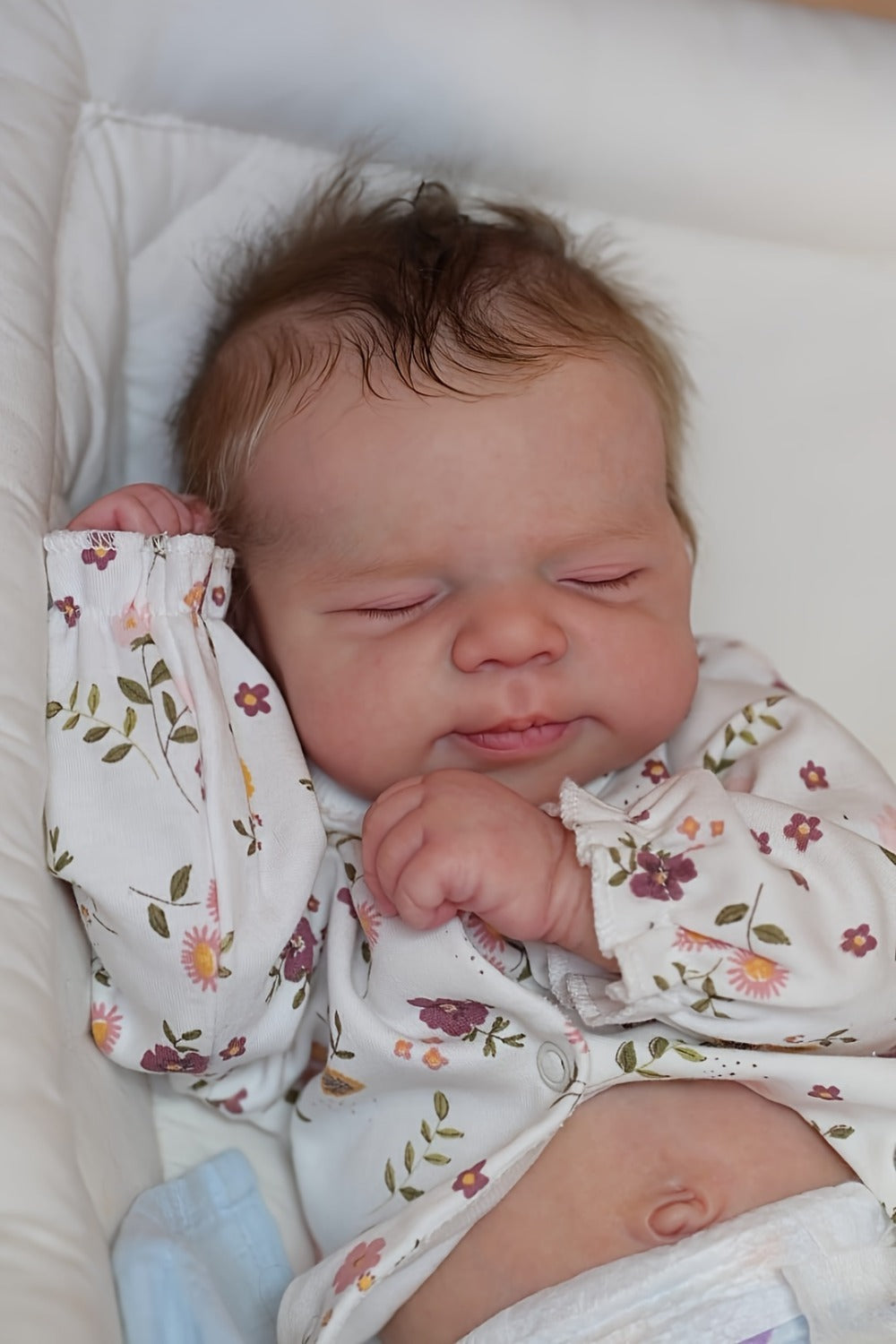 Reborn Doll, 19-Inch Full-Vinyl Sleeping Figure with Hand-Rooted Hair and Floral Outfit Set — image 9