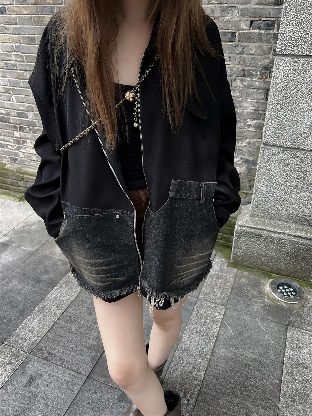 Design Burr Stitching Denim Jacket Coat Women