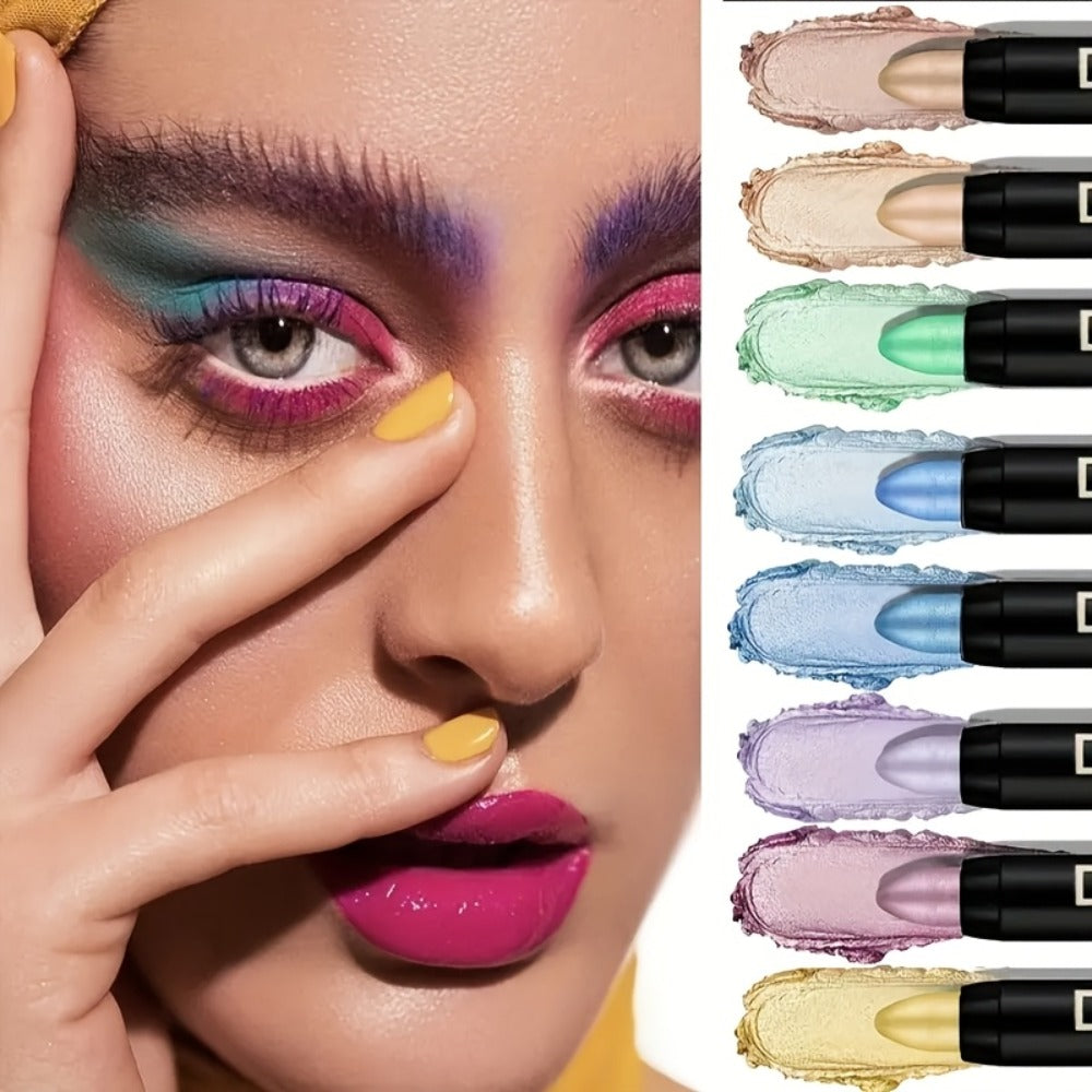 Eyeshadow Sticks and Gel Eyeliner Set 8 or 16PCS Shimmer Highly Pigmented Waterproof, for Makeup, Travel and Everyday Vanity 