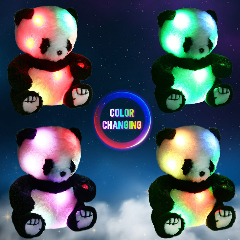 8-Inch Light-Up Panda Plush with Color-Changing LEDs, Soft Stuffed Body, Button Control and 2-AA Battery Compartment — image 