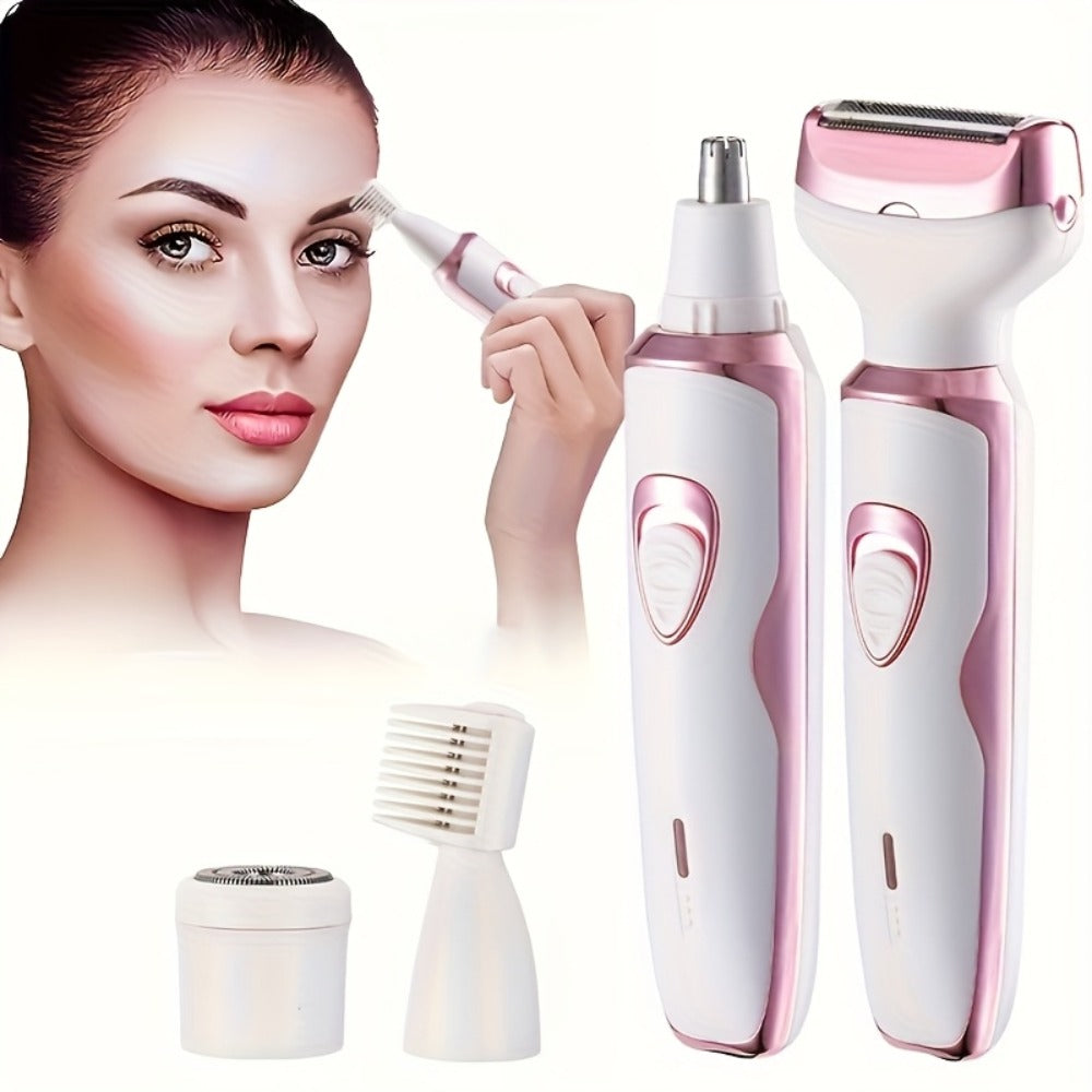 Electric Shaver for Women 4-in-1 Rechargeable Grooming Kit – Painless Hair Remover Eyebrow Trimmer Nose Hair Bikini Trimmer —