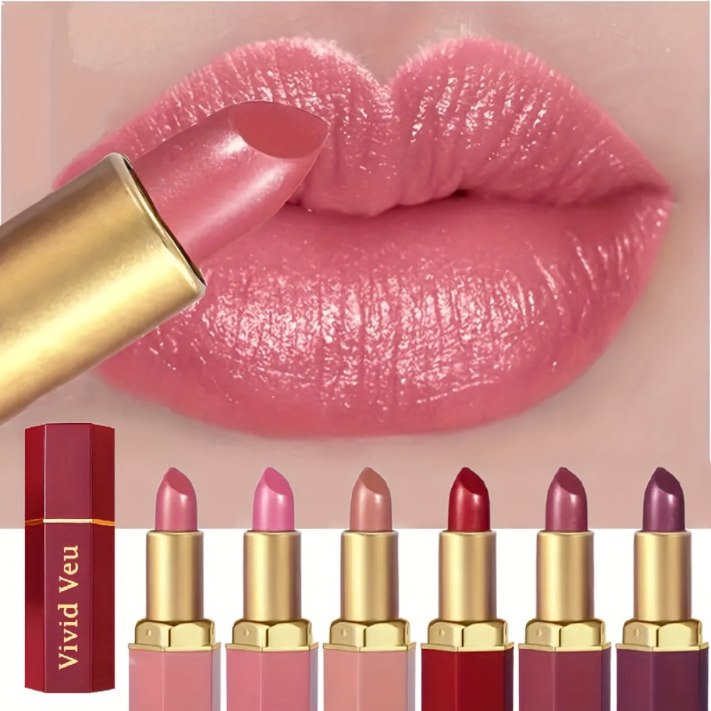 Lipstick Set, Vivid Veu 6-Piece Glossy Cream Bullet Collection with Pink, Rose, Berry and Mauve Colors — image 12