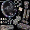 30-Piece Bling Car Interior Accessories Set with 15-Inch Steering Wheel Cover, Seat Belt Pads and Trim — image 15
