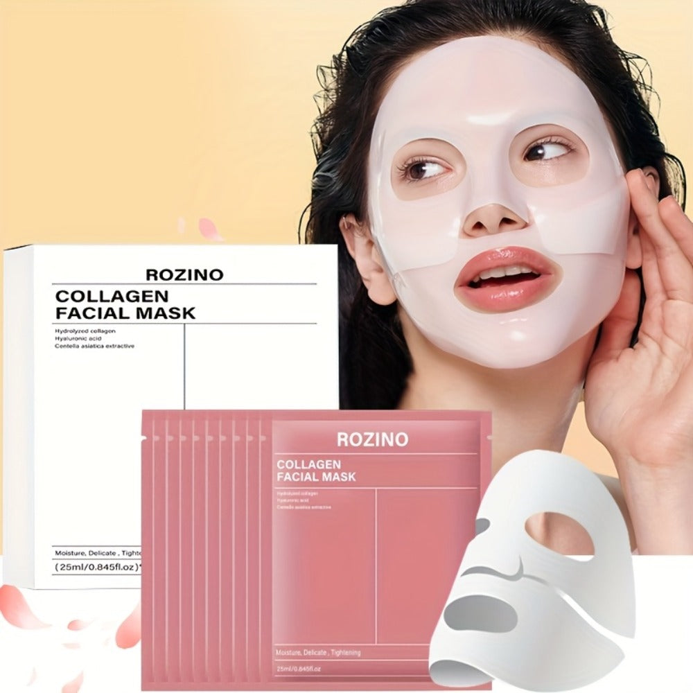 Bio-Collagen Hydrogel Sheet Mask Set 10 Pcs, Korean Beauty Face Mask with Aloe Vera, Intense Hydration — image 1