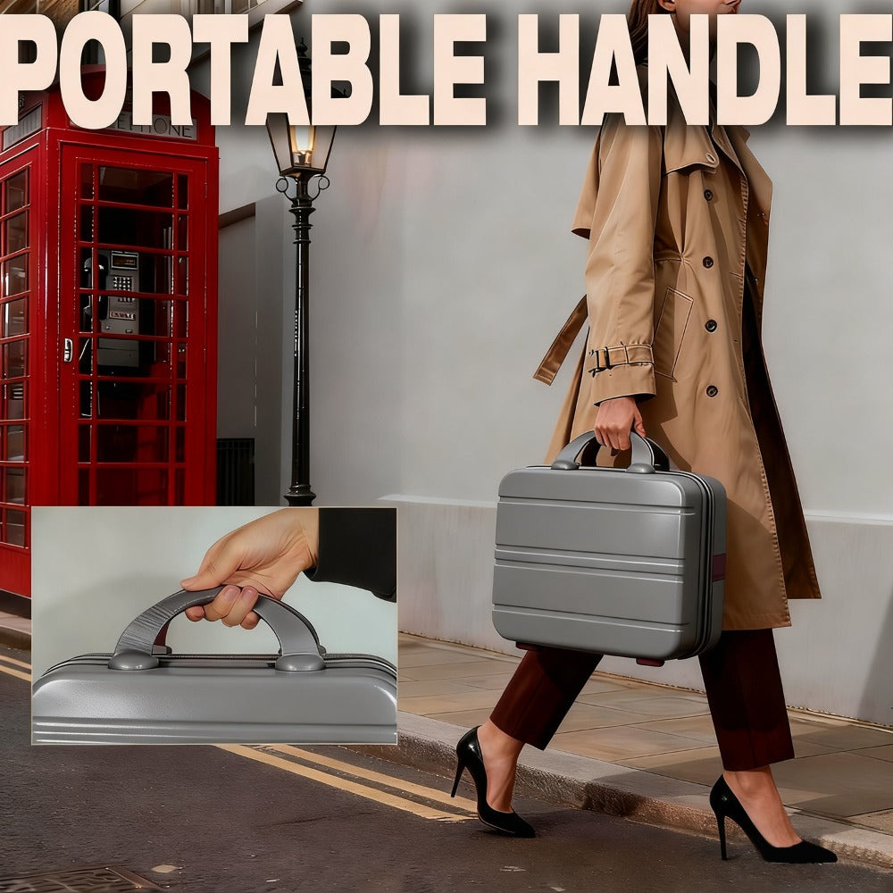 Hard Shell Makeup Travel Case Waterproof Pressure-Proof Portable Cosmetic Suitcase with Elastic Band Luggage Attachment Carry