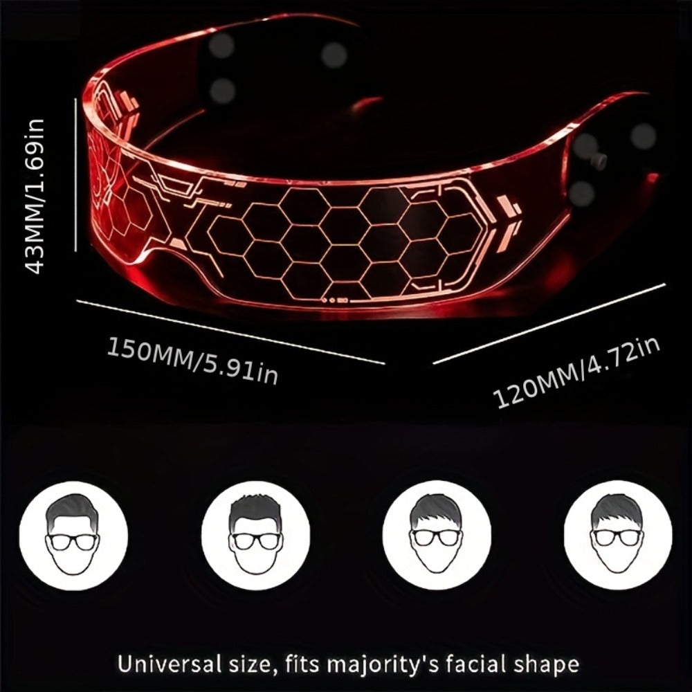 LED Visor Glasses Cyberpunk Futuristic Glow 7 Colors 5 Modes with the Listed Color, Size or Set Options for Everyday Use — im