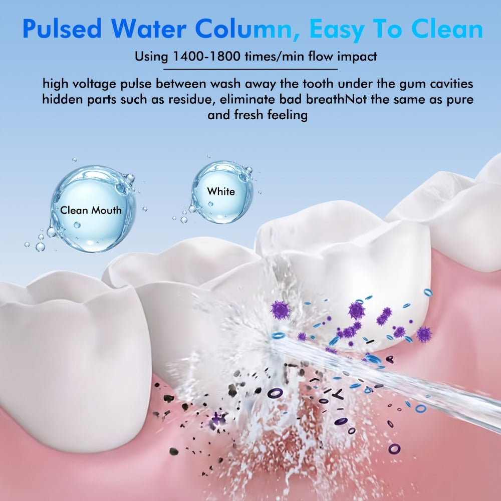 Adjustable Pressure Water Flosser with Interchangeable Nozzles – USB Rechargeable Smart Electric Oral Irrigator for Deep Teet