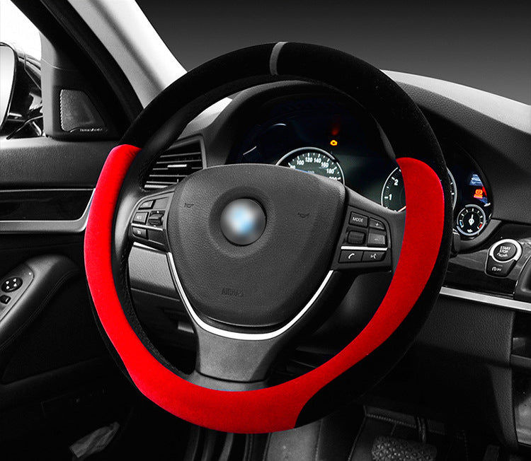 Winter short plush flocking steering wheel cover