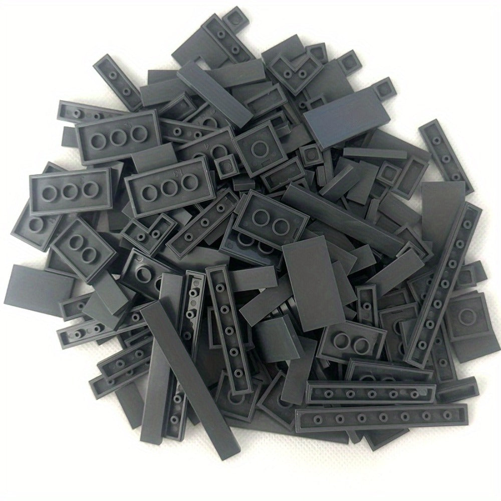 Bulk Flat Tile Building Blocks 150 Pcs – Smooth Thin Plate Bricks 1x1 1x2 1x6 LEGO Compatible MOC Accessories Kids Creative B