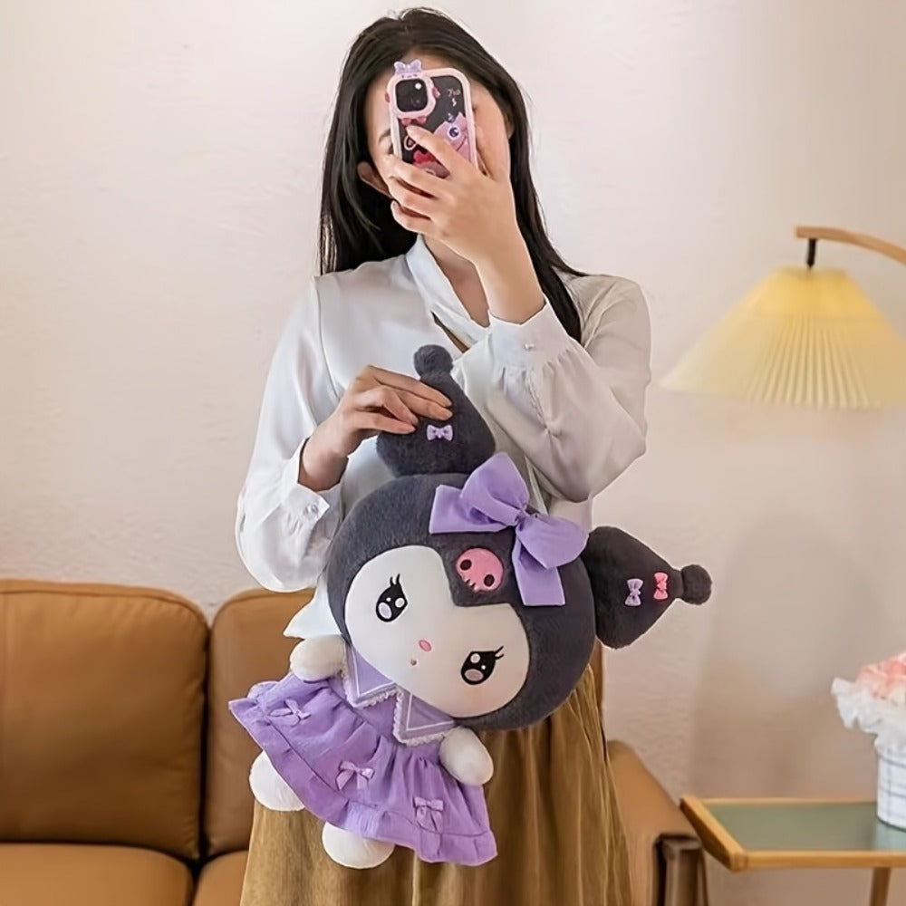 Kuromi My Melody Plush Doll Princess Dress, Collectible Sanrio Stuffed Animal with Pink Bow & Ruffled Collar — image 7