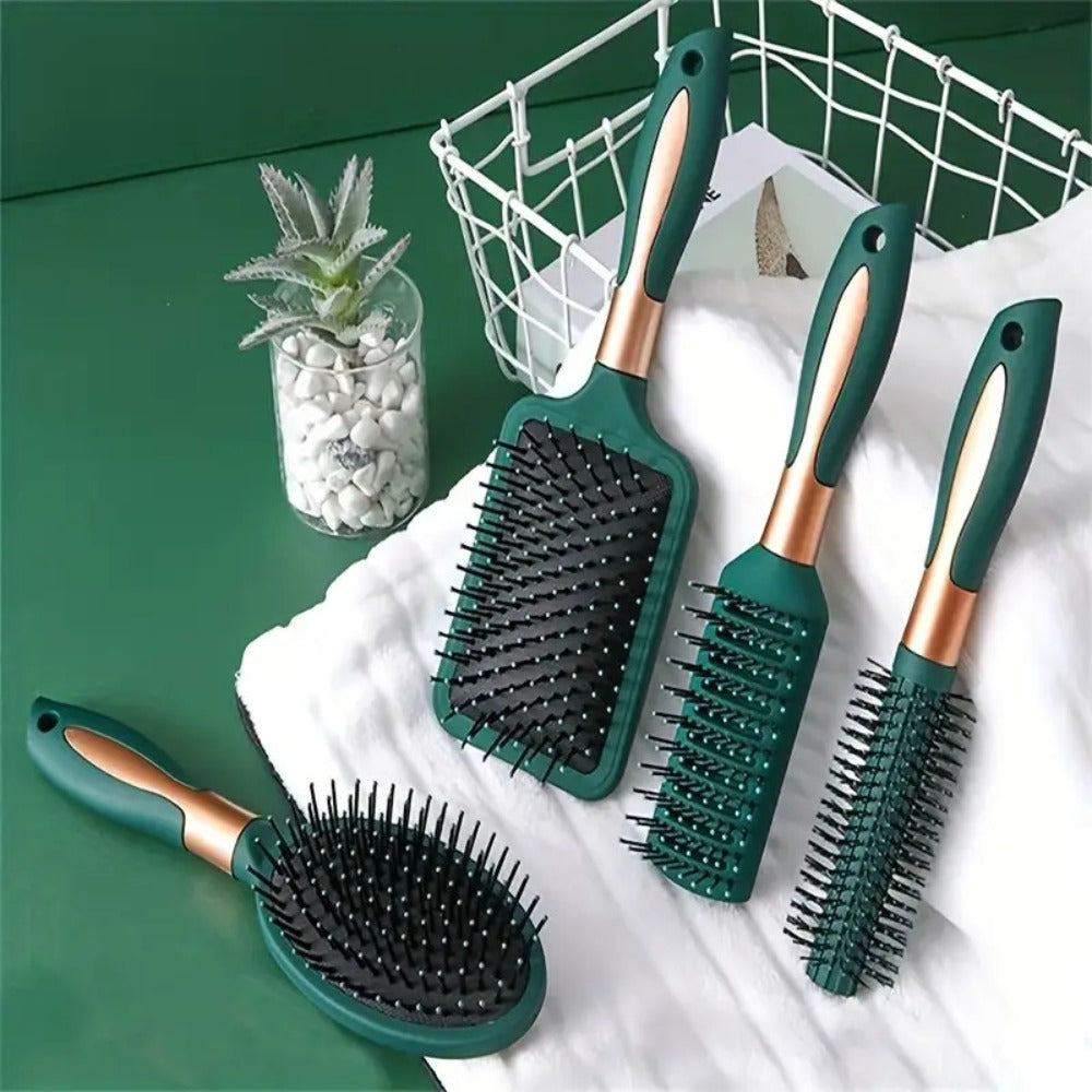 Hair Accessories Five-Piece Green Brush and Comb Set with Cushion Brush, Pick and Styling Tools — image 12