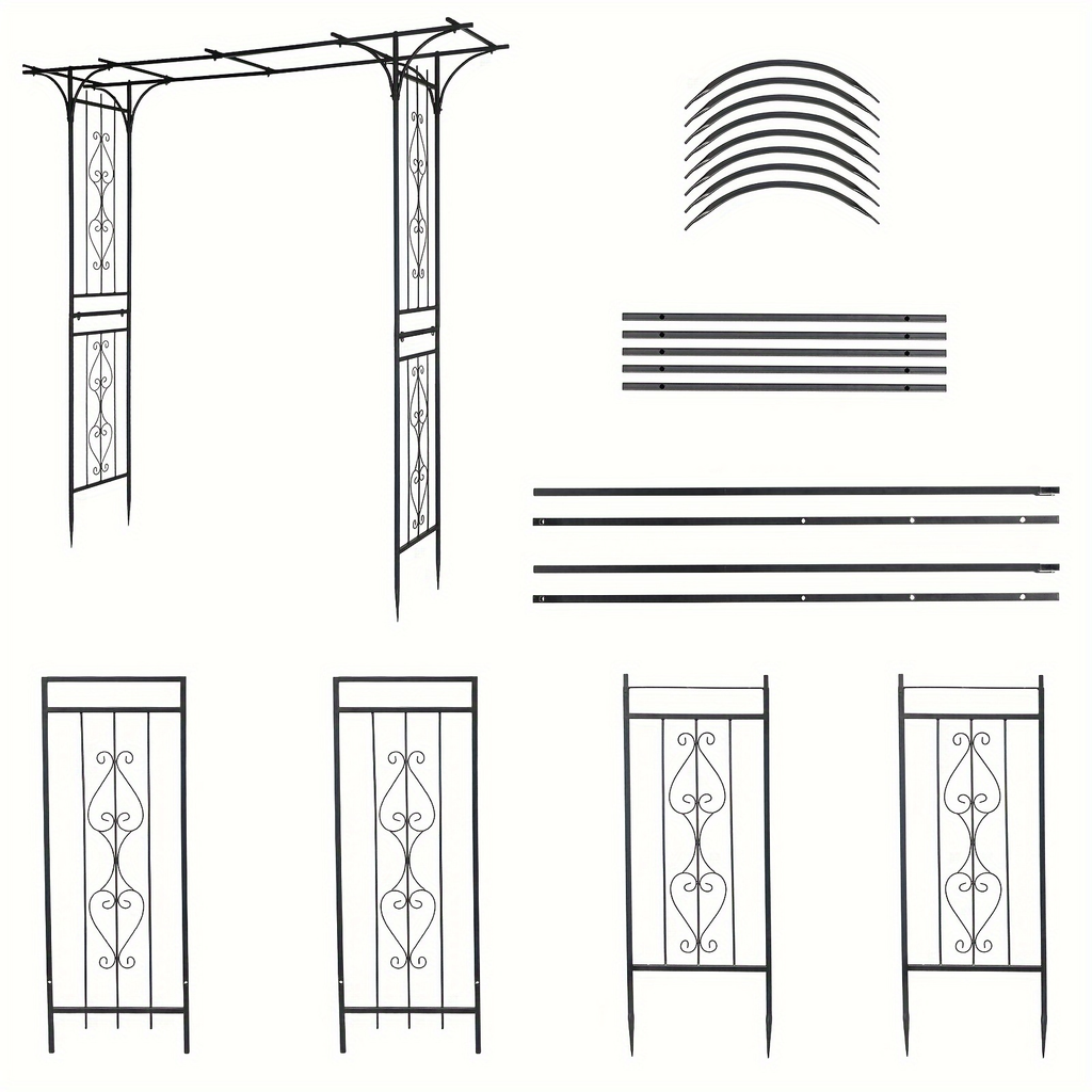 Flat Top Iron Garden Arch 16mm Tube Climbing Rose Trellis for Garden, Patio and Yard Use, with the Listed Configuration — ima