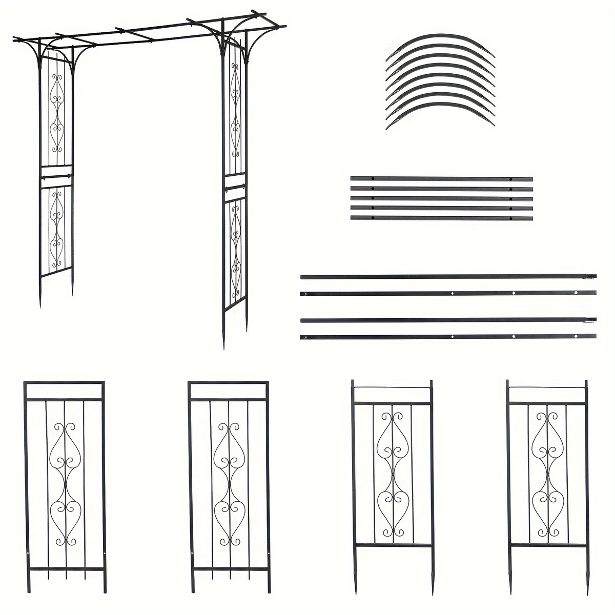 Flat Top Iron Garden Arch 16mm Tube Climbing Rose Trellis for Garden, Patio and Yard Use, with the Listed Configuration — ima