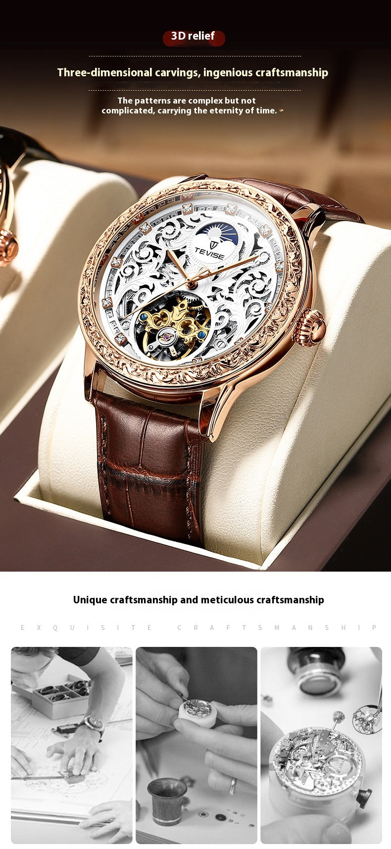 Business Casual Waterproof Hollow Out Men's Mechanical Watch
