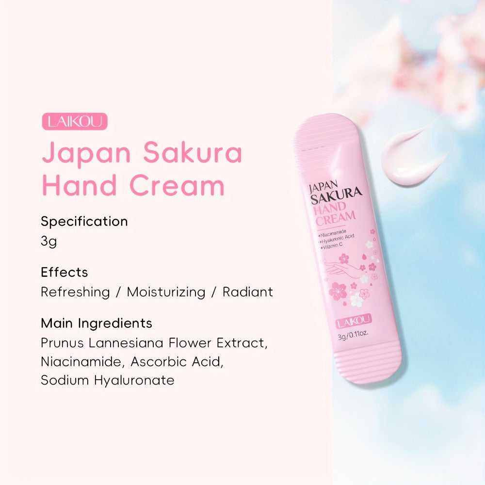 Japanese Sakura Hand Cream Set 20 Pcs LAIKOU Cherry Blossom Moisturizing Lotion with Glycerin & Vitamin C Lightweight Non-Gre