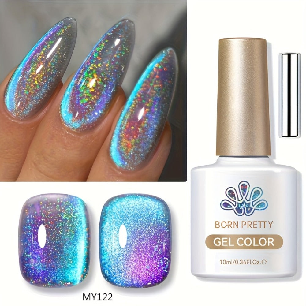 Gel Nail Polish in 10ml 9D Holographic Rainbow Cat-Eye with Magnetic Swirl and UV/LED Cure — image 3