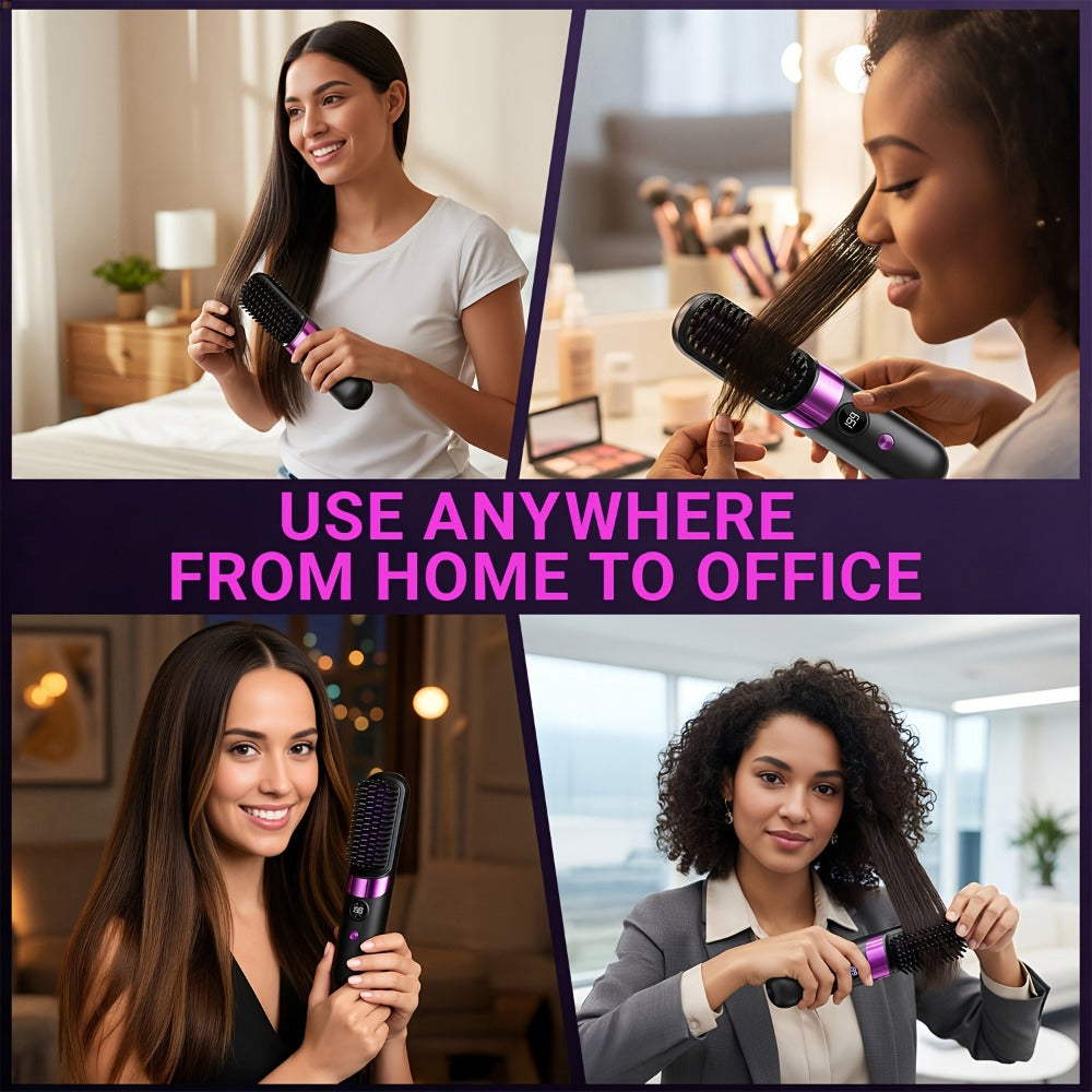 Ionic Hair Straightener Brush USB-C Rechargeable 3-in-1 Straightener Curler Styler, Adjustable Temperature — image 10