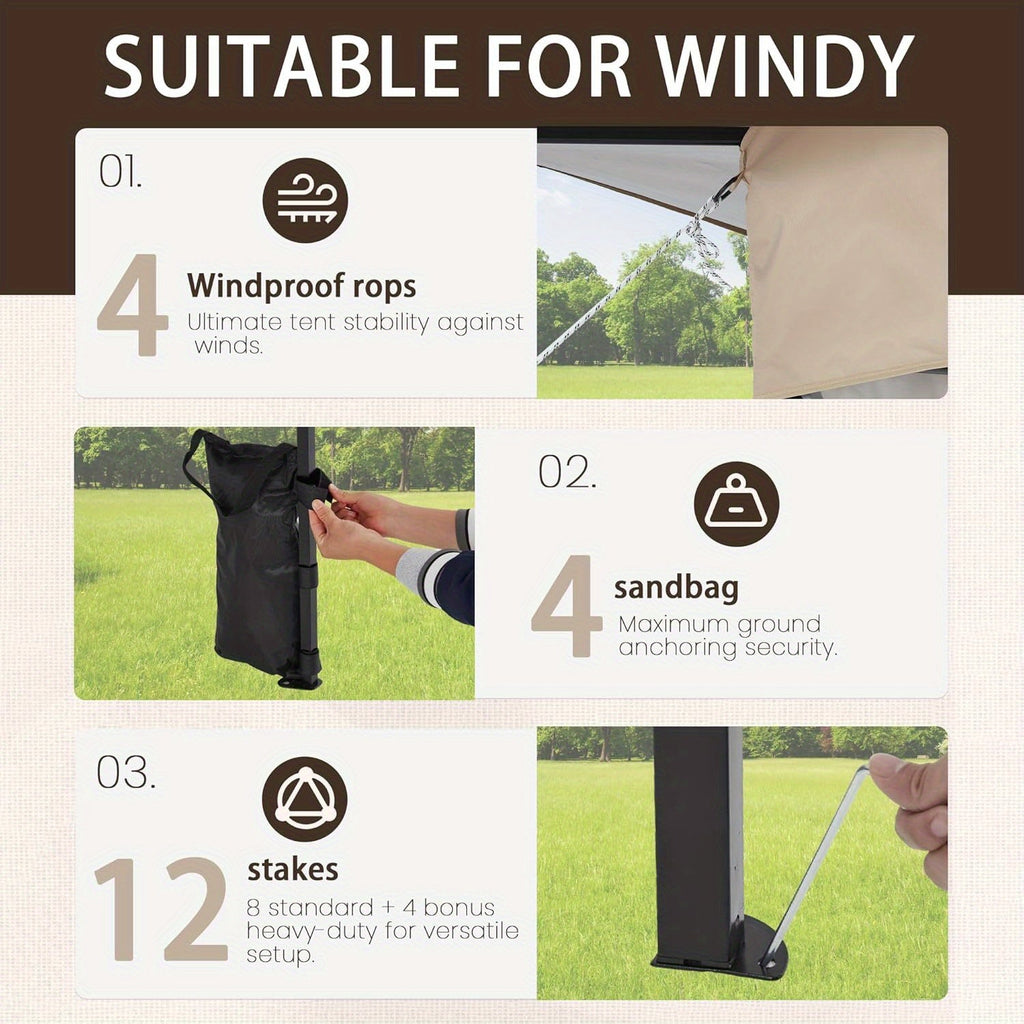 11x11ft Pop-Up Gazebo Tent with Full Mesh Curtains, Three Height Positions and Three Color Options — image 10