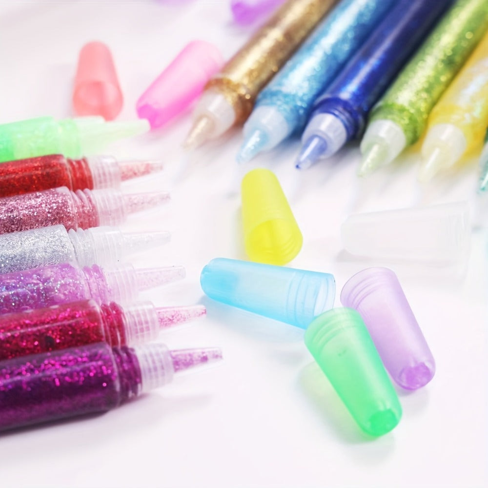 Glitter Glue Pens 30 Count Sparkle Set for Kids, 15 Colors Extra Fine Gel Glue for Arts Crafts Scrapbooking Slime School Proj