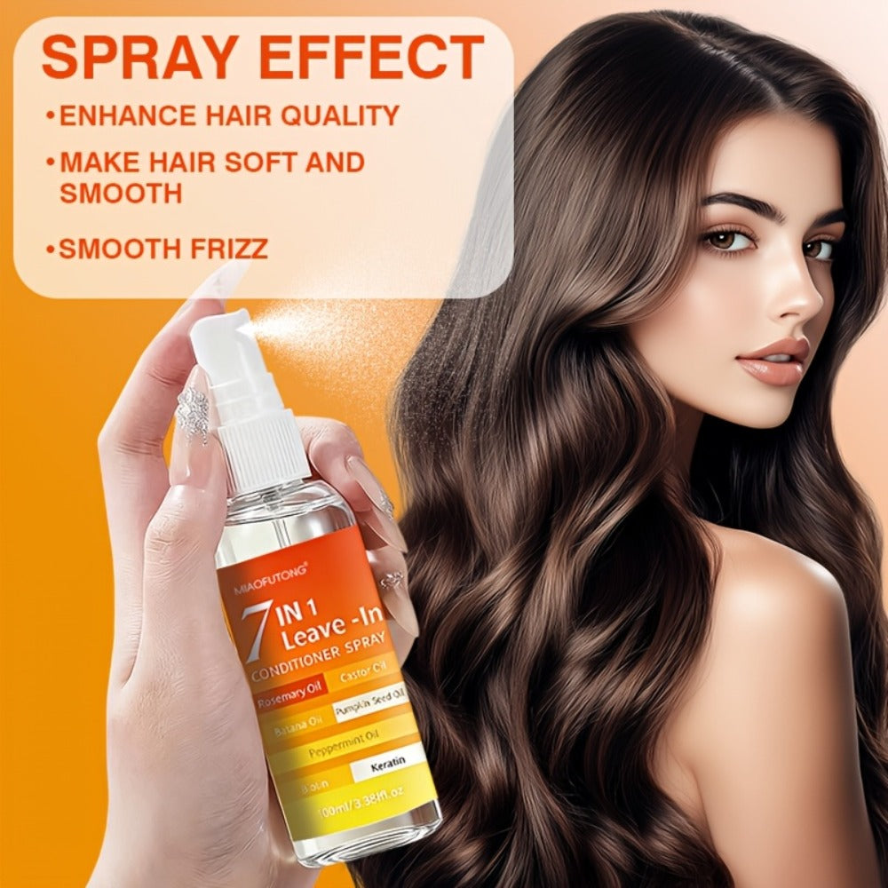 7-in-1 Leave-In Hair Essence Spray for Women - Anti Frizz Shine Boost Heat Protection Deep for Bath Time, Home Spa and Person
