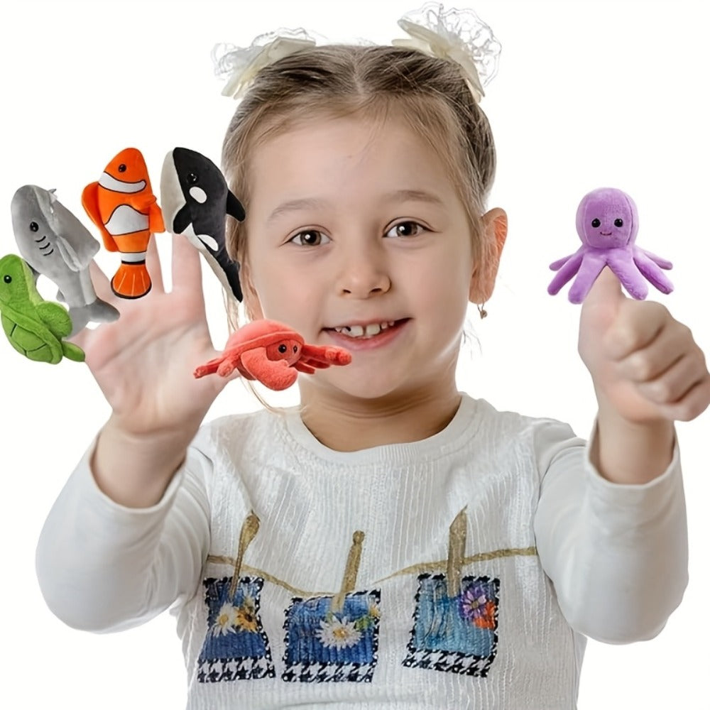 Sea Animal Finger Puppets Set 6pcs for Kids, Realistic Ocean Creature Hand Puppets for Storytelling — image 6