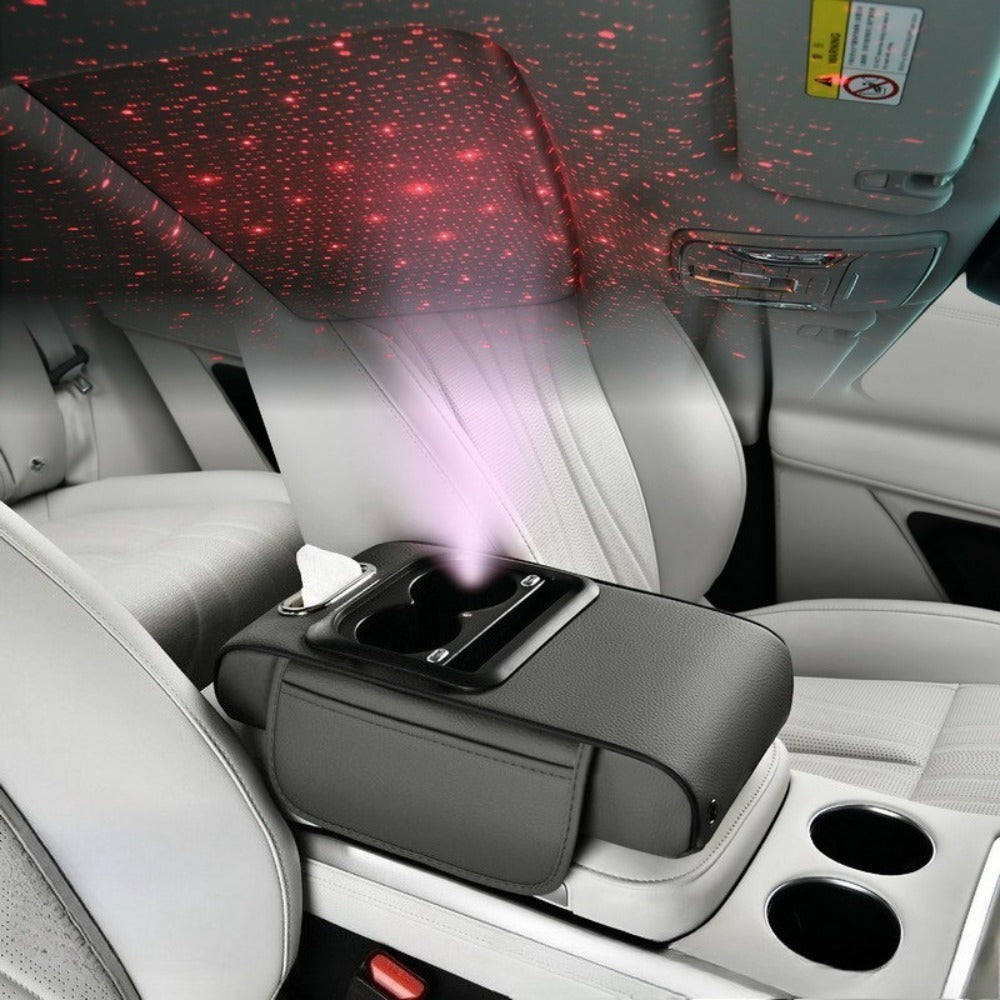 Car Armrest Box Cover Starry Sky Memory Foam Center Console Pad with Type-C USB Charging Port & Storage Pockets — image 23