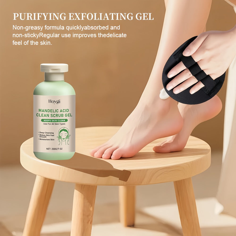 Mandelic Acid AHA Exfoliating Gel & Five-Finger Mud Scrubber Glove 2-Piece Set for Bath Time, Home Spa and Personal Care — im