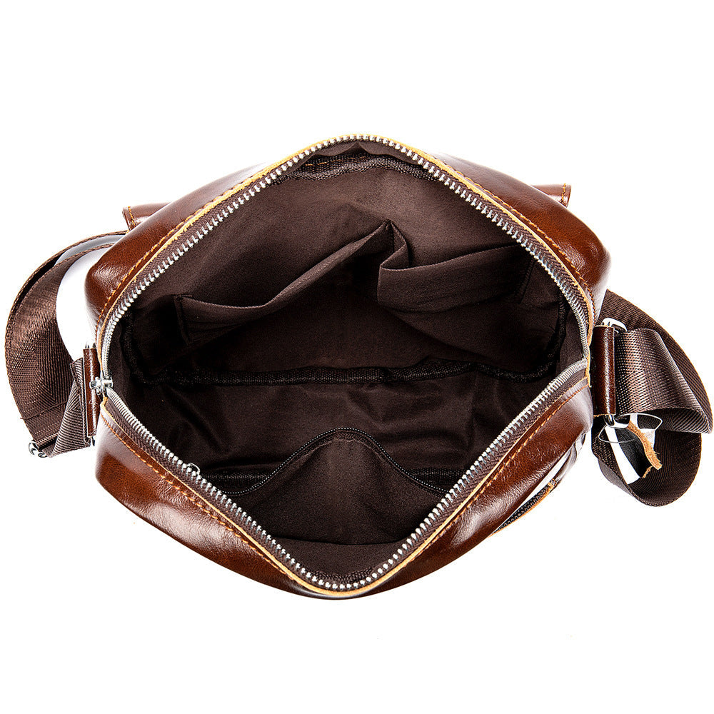 Men's Leather Messenger Bag Vintage Casual First Layer Cowhide