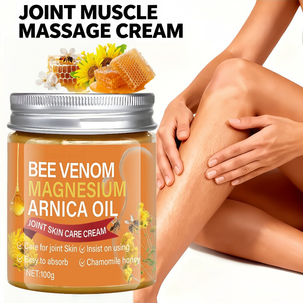 Body Cream 100g Amber Jar with Bee Venom Magnesium and Arnica Oil Package Callouts for External Massage Use — image 4