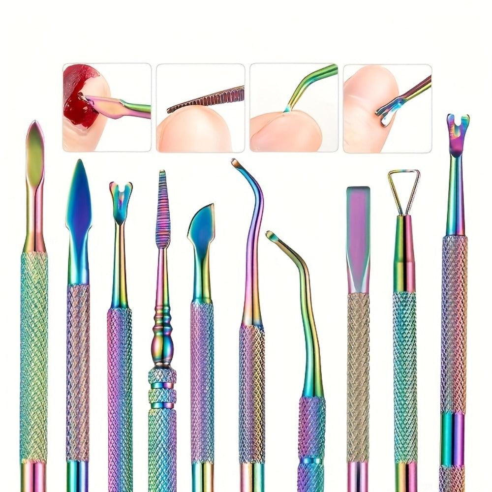 Nail Tech Kit 15pcs Professional Stainless Steel – Cuticle Nipper & Pusher Nail File Gel Polish Remover Complete Manicure Ped