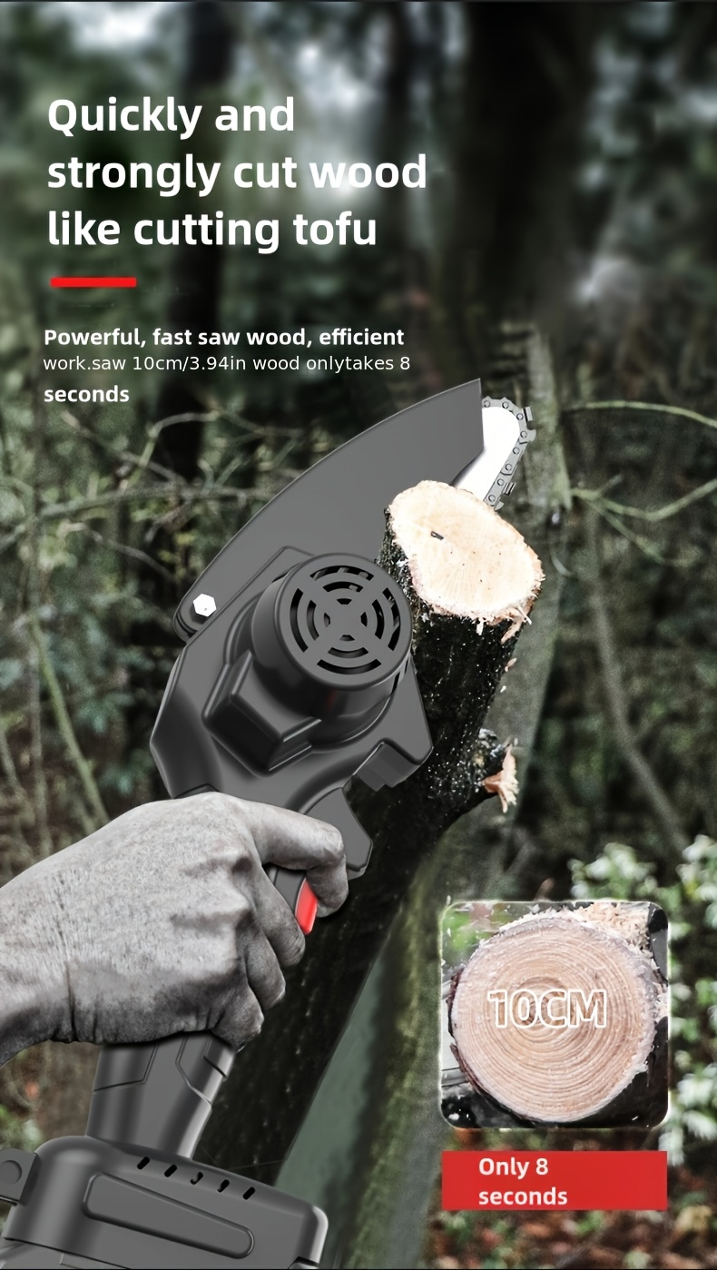 Electric Mini Chainsaw 6-Inch with Debris Guard & Toolbox - Cordless Handheld Pruning Saw with Safety Lock — image 16