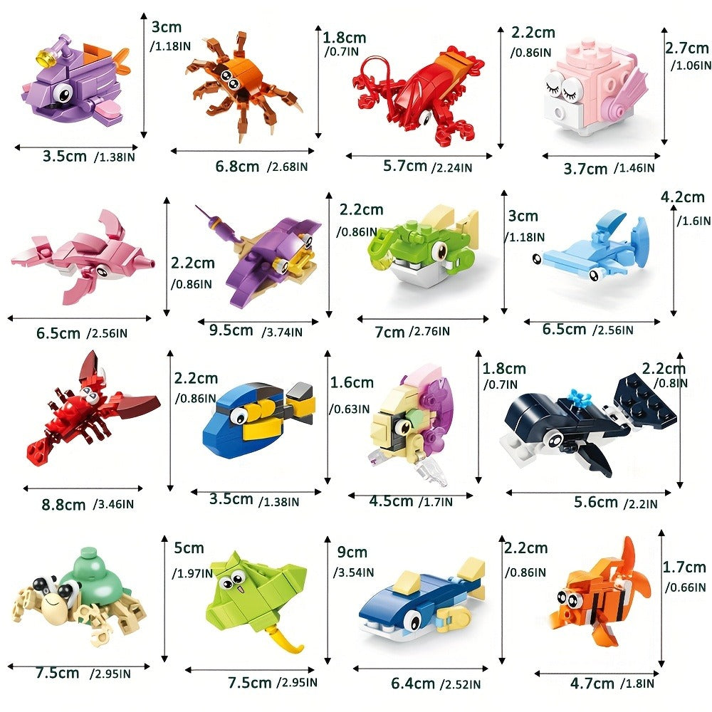 Ocean Mini Building Blocks 30-Pack Party Favors for Kids, Marine-Themed Mini Brick Sets for Birthday Goodie Bags — image 3