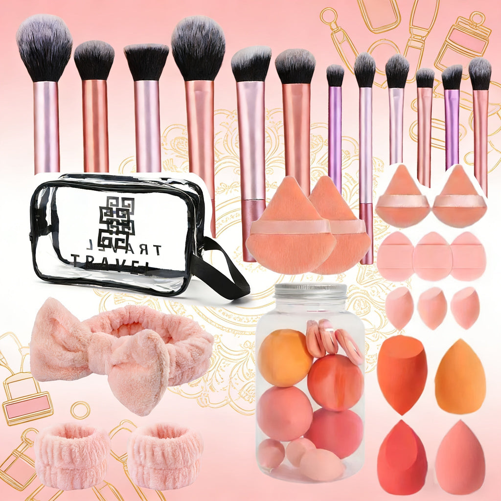 Makeup Brush Set, 41- or 47-Piece Synthetic Bristle Collection with Face Brushes, Eye Brushes, Sponges and Storage Bag — imag