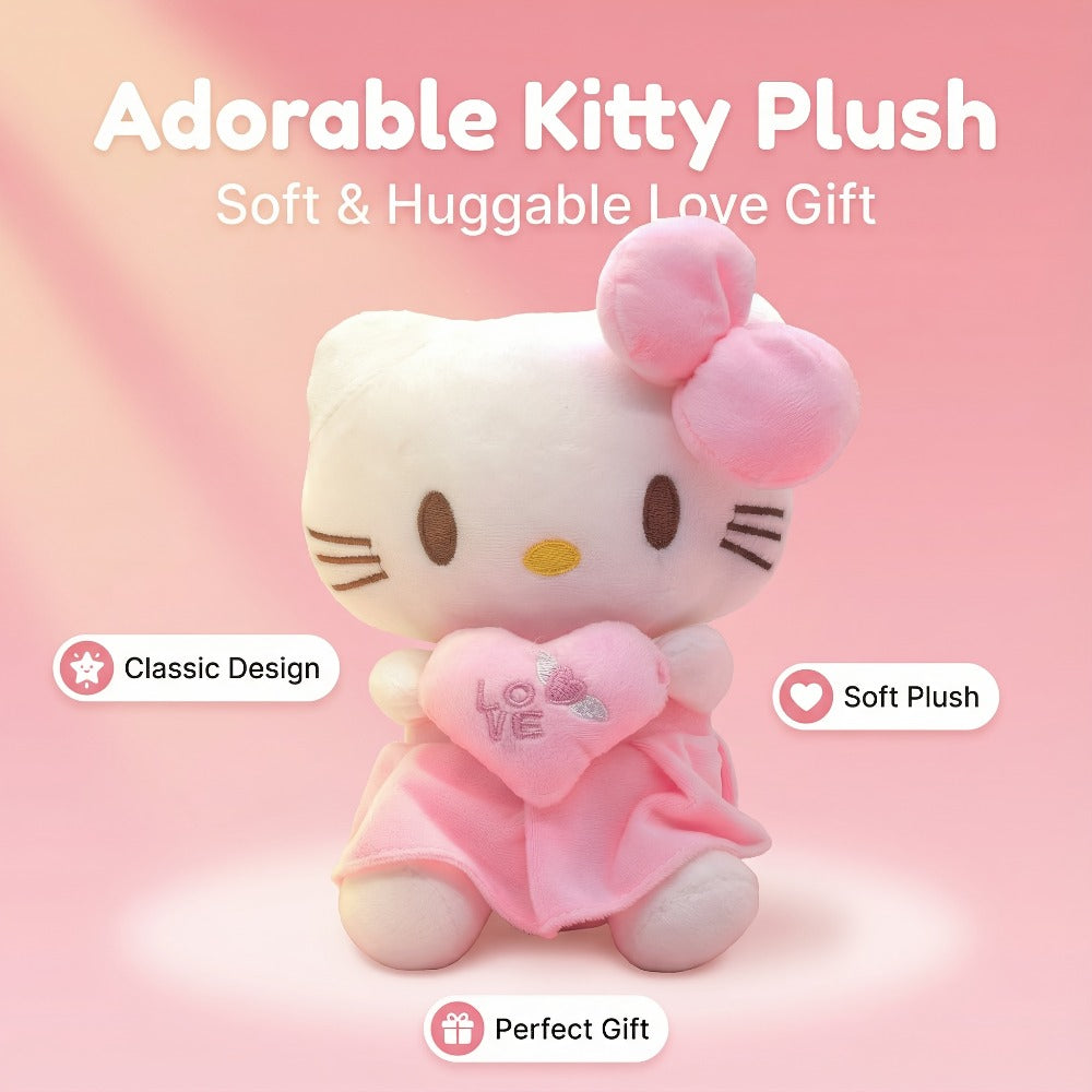 Hello Kitty Heart Plush Doll Kawaii Sanrio Stuffed Animal Cuddly Toy Gift with the Listed Color, Size or Set Options for Ever