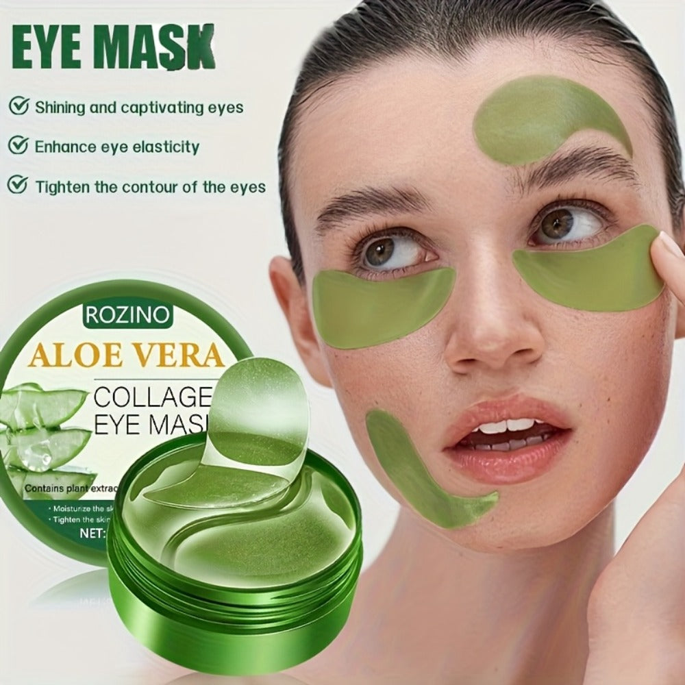 Aloe Vera Under-Eye Gel Patch Jar, 80g with 60 Green Eye Masks and an Included Applicator Spoon — image 4