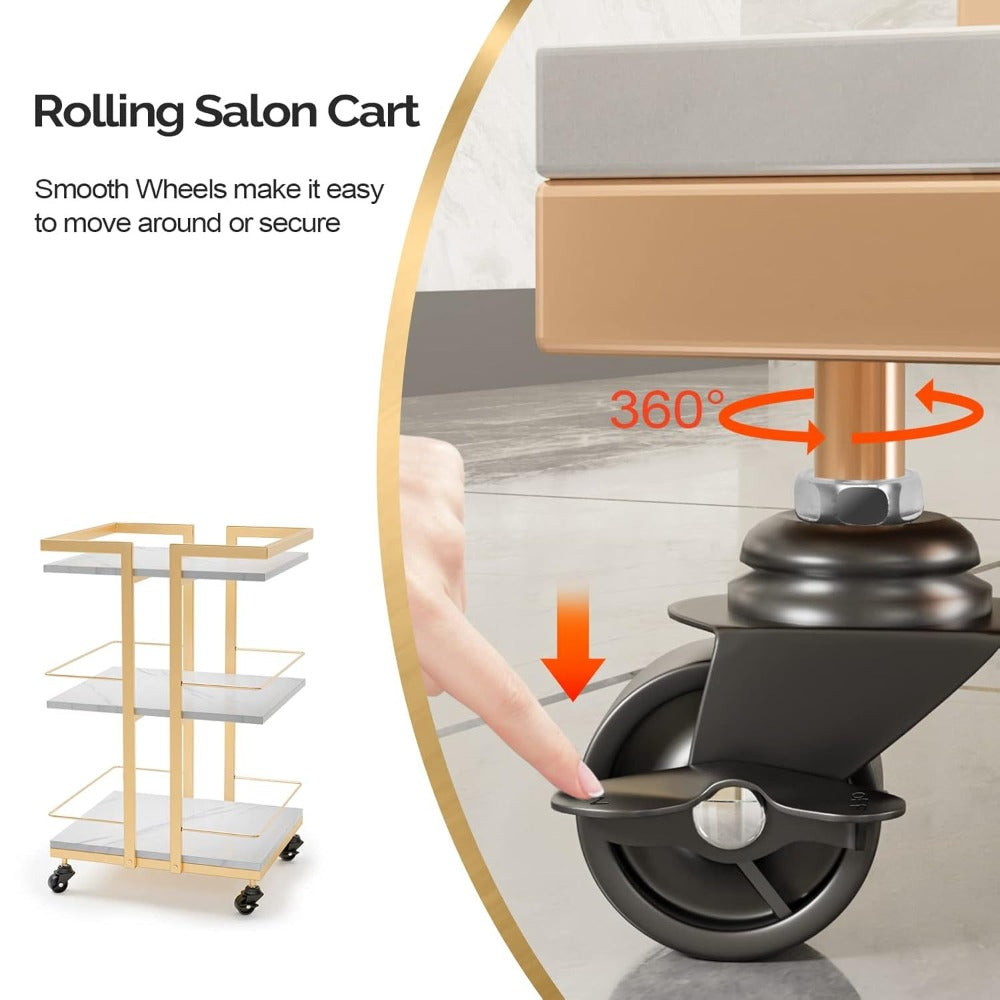 Three-Shelf Rolling Salon Trolley with Side Handles, Locking Casters and Four Color Configurations — image 12