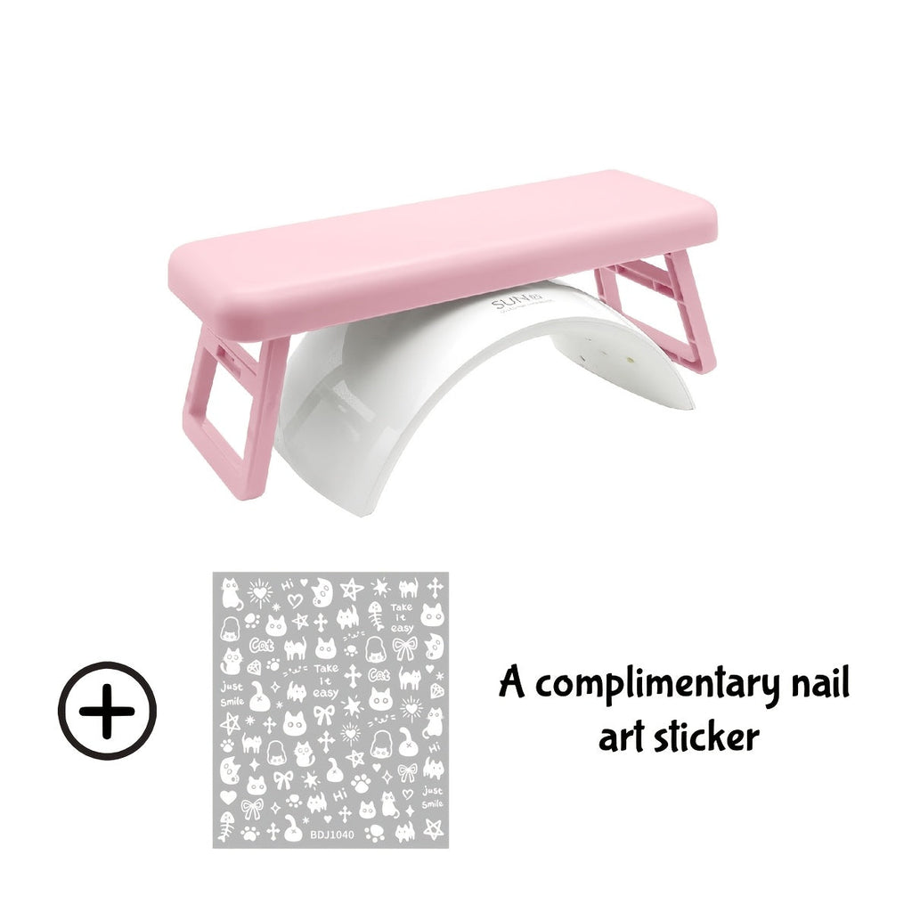 Folding Nail Armrest Hand Rest for Nail Technicians – Cushioned Wrist Support Pillow Bracket, Portable Manicure Table Stand —