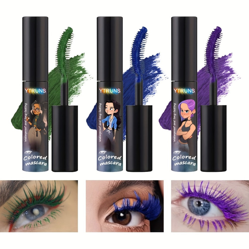 YTRUNS Colored Mascara in Six Shades from White and Brown to Black, Green, Blue or Purple with Curved Wands — image 2
