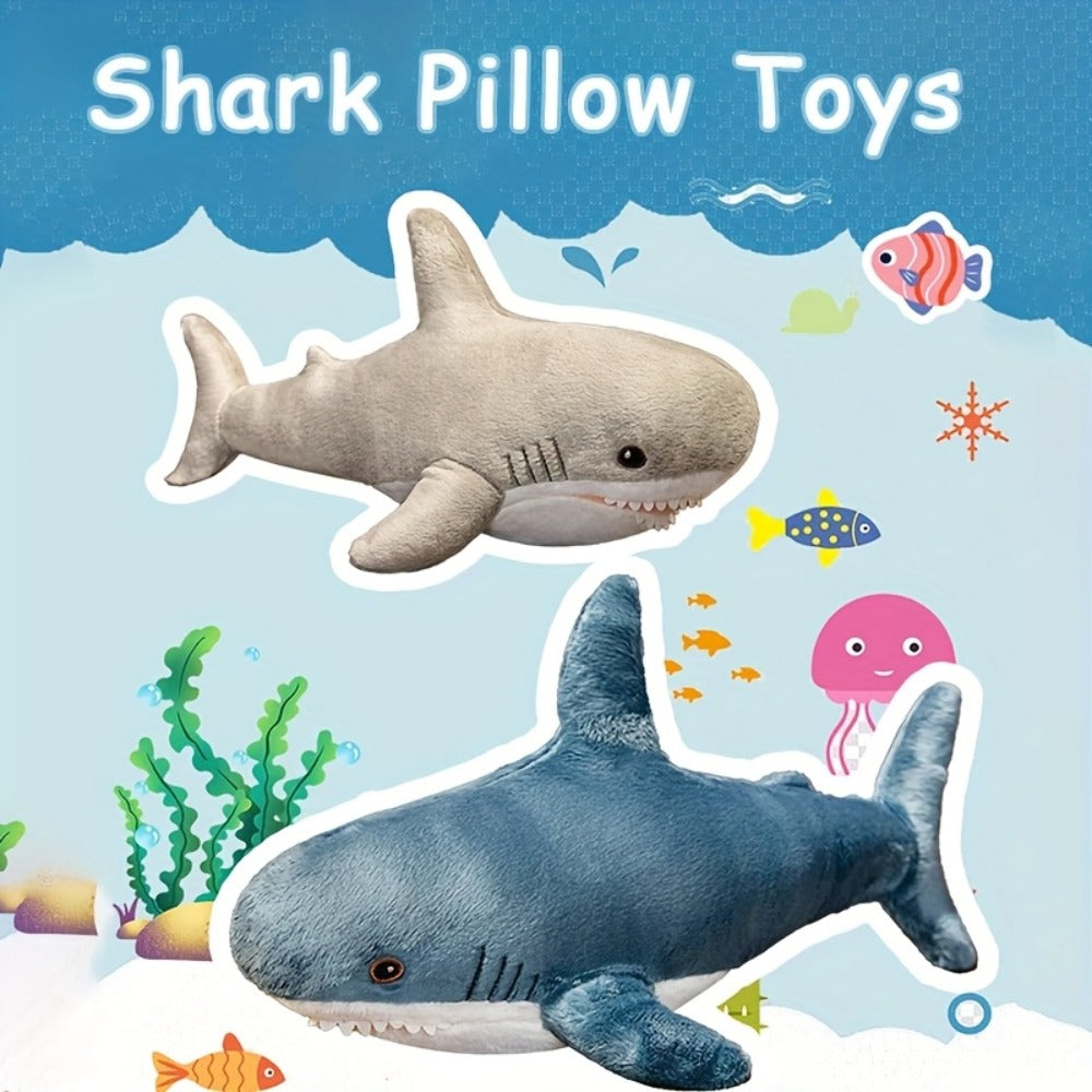 Plush Toy Jumbo Shark Pillow 24-Inch in Blue, Grey, Blue-Pink or Rainbow Colorways and Ocean Decor — image 16