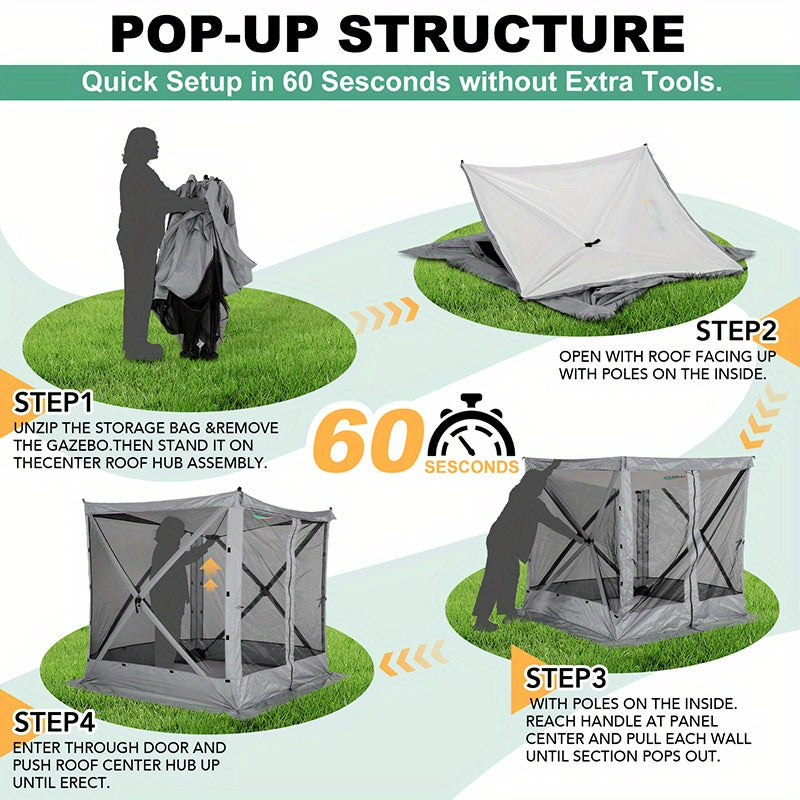Pop Up Gazebo 8x8ft Mesh Screen Tent Portable Camping Garden Picnic for Garden, Patio and Yard Use — image 2