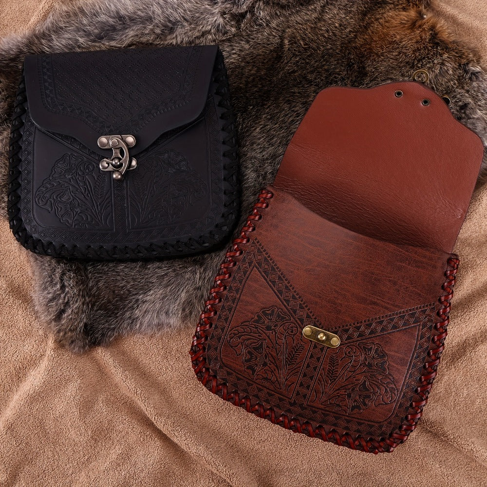 Dragon Embossed Faux Leather Waist Bag, Medieval Viking Norse Style Belt Pouch, Coin Purse Hip Bag for Renaissance Faire — im